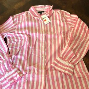 NWT Banana Republic pink & white top Size 10